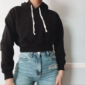 Forever 21 Cropped Black Hoodie Size S